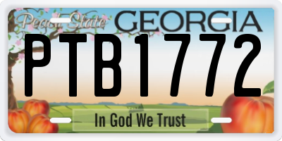 GA license plate PTB1772