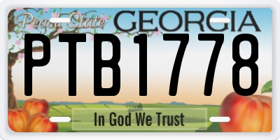 GA license plate PTB1778