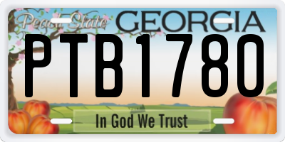 GA license plate PTB1780