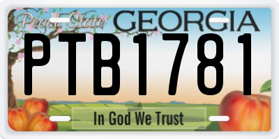 GA license plate PTB1781