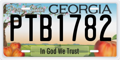GA license plate PTB1782