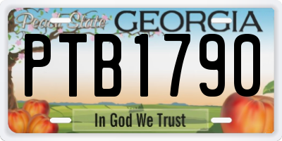 GA license plate PTB1790