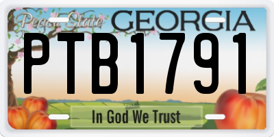 GA license plate PTB1791