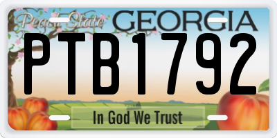 GA license plate PTB1792