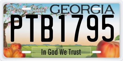 GA license plate PTB1795