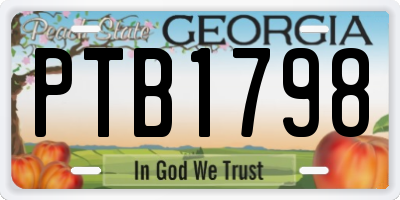 GA license plate PTB1798