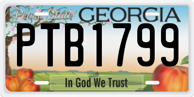 GA license plate PTB1799