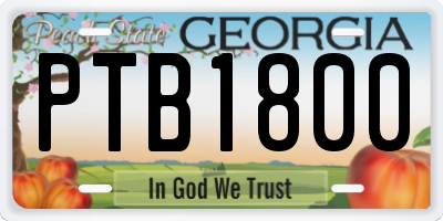 GA license plate PTB1800