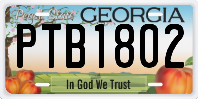 GA license plate PTB1802