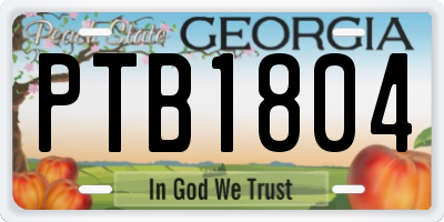 GA license plate PTB1804