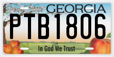 GA license plate PTB1806