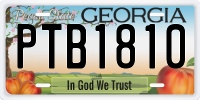 GA license plate PTB1810