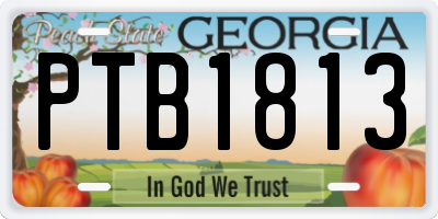 GA license plate PTB1813