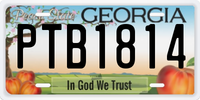 GA license plate PTB1814