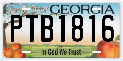 GA license plate PTB1816