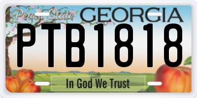 GA license plate PTB1818