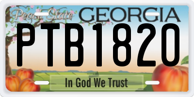 GA license plate PTB1820