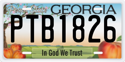 GA license plate PTB1826