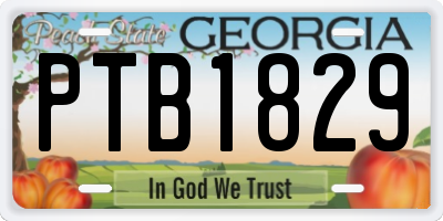 GA license plate PTB1829