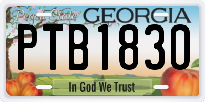 GA license plate PTB1830