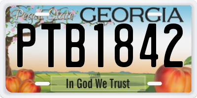 GA license plate PTB1842