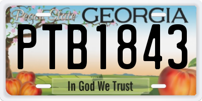 GA license plate PTB1843