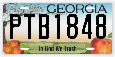 GA license plate PTB1848
