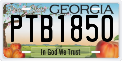 GA license plate PTB1850