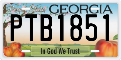 GA license plate PTB1851