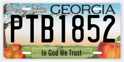 GA license plate PTB1852