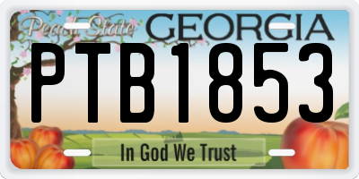 GA license plate PTB1853