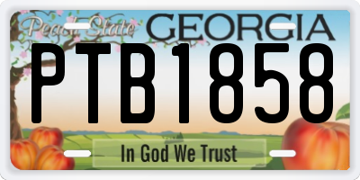 GA license plate PTB1858