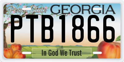 GA license plate PTB1866