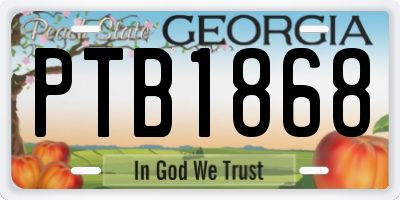 GA license plate PTB1868