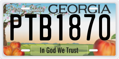 GA license plate PTB1870