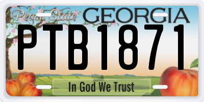 GA license plate PTB1871