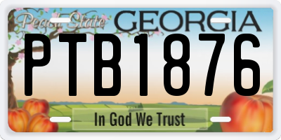 GA license plate PTB1876