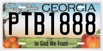GA license plate PTB1888