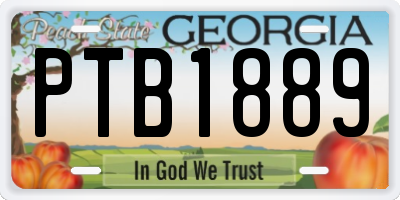 GA license plate PTB1889