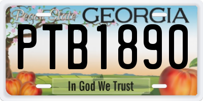 GA license plate PTB1890