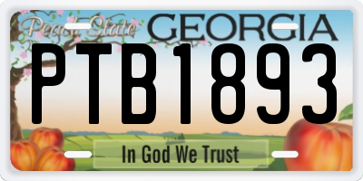 GA license plate PTB1893