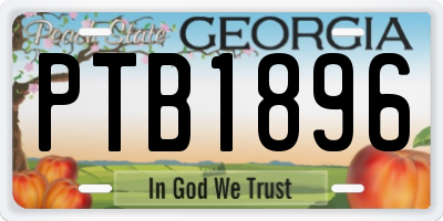 GA license plate PTB1896