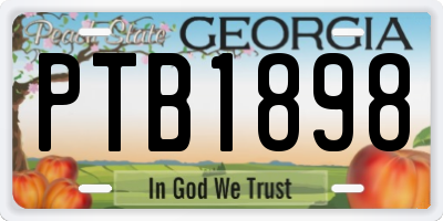 GA license plate PTB1898
