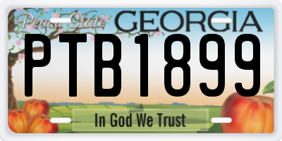 GA license plate PTB1899