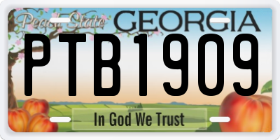 GA license plate PTB1909