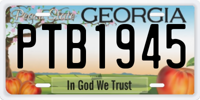 GA license plate PTB1945