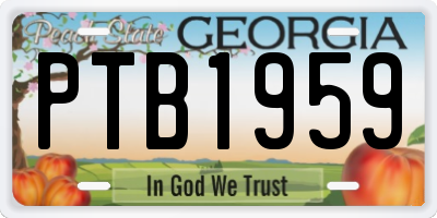 GA license plate PTB1959