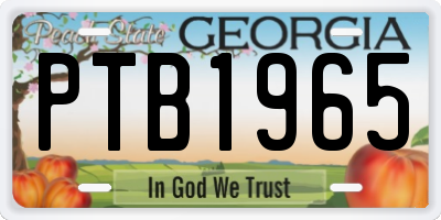 GA license plate PTB1965