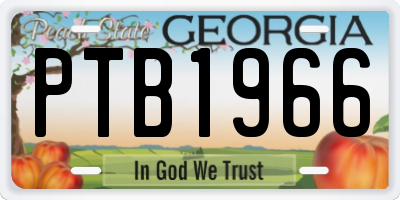 GA license plate PTB1966