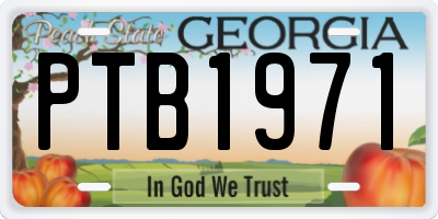 GA license plate PTB1971